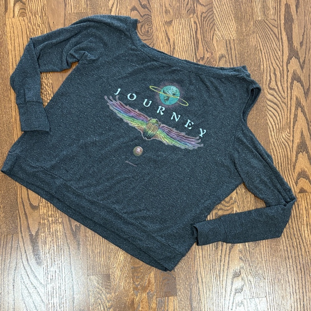 Lauren Moshi Charcoal Gray Women's Journey asymmetrical Top